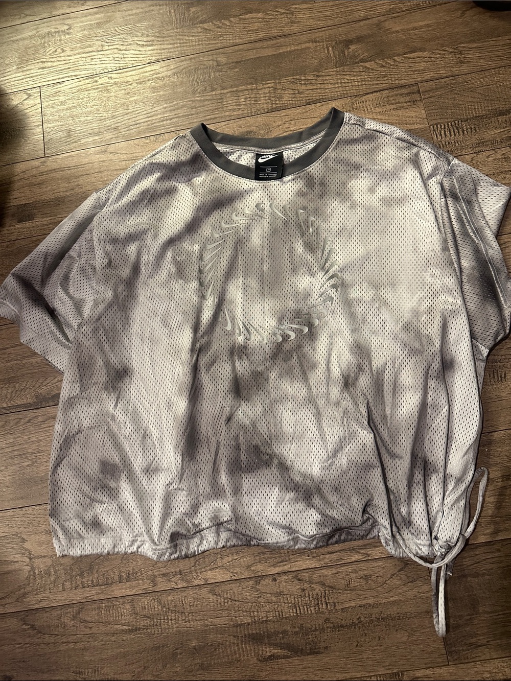 Nike Gray Mesh Tie-Hem Crop Top